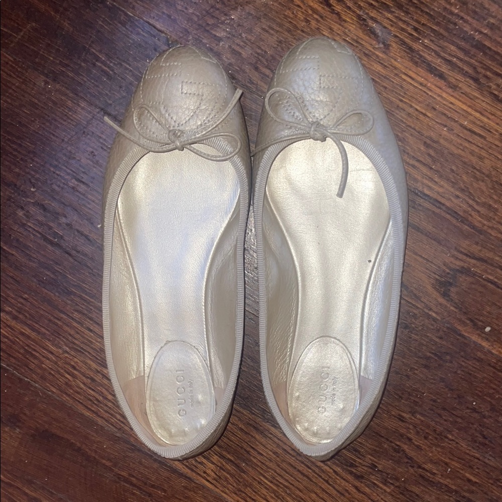 Gucci Gold Ballet Flats